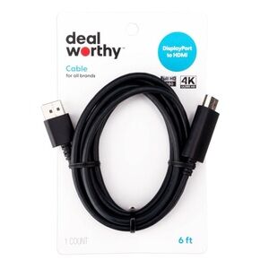 6' Display Port to HDMI Cable - dealworthy™ Black
New in Packaging